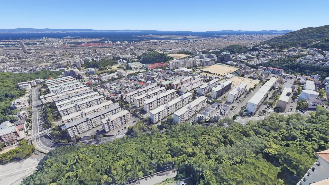 空から撮影した鶴甲地区